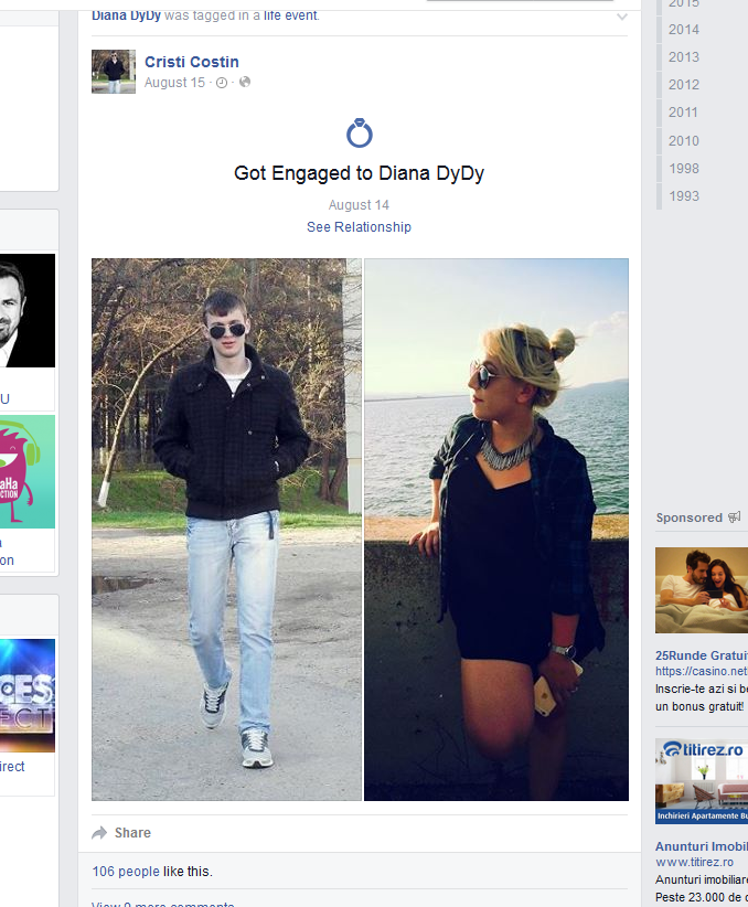 Diana a anuntat pe facebook logodna