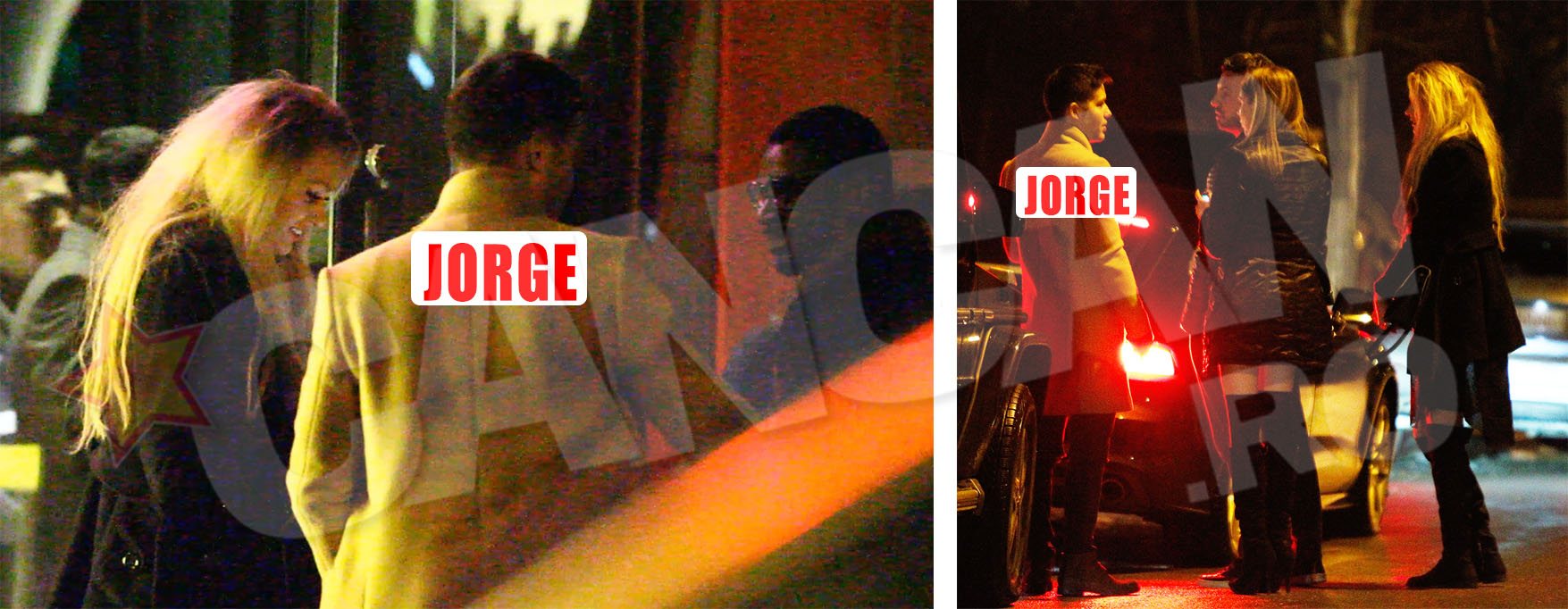 In jurul orei 2.30 dimineata, Jorge a iesit din club Nuba alaturi de doua blonde si un prieten. Una dintre fete nu il scapa din ochi pe artist