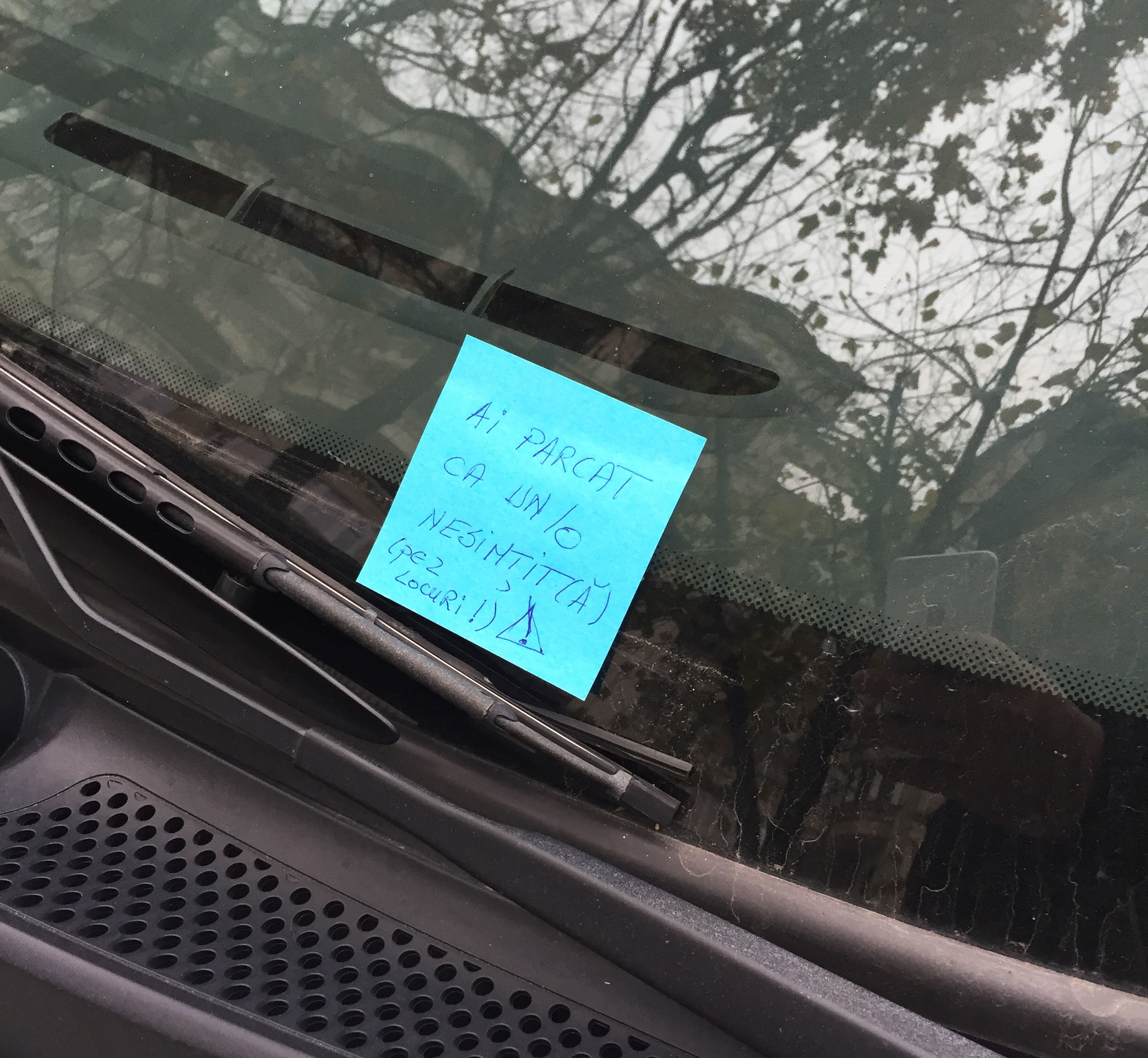 Acesta este mesajul lăsat de Tudy în parbriz