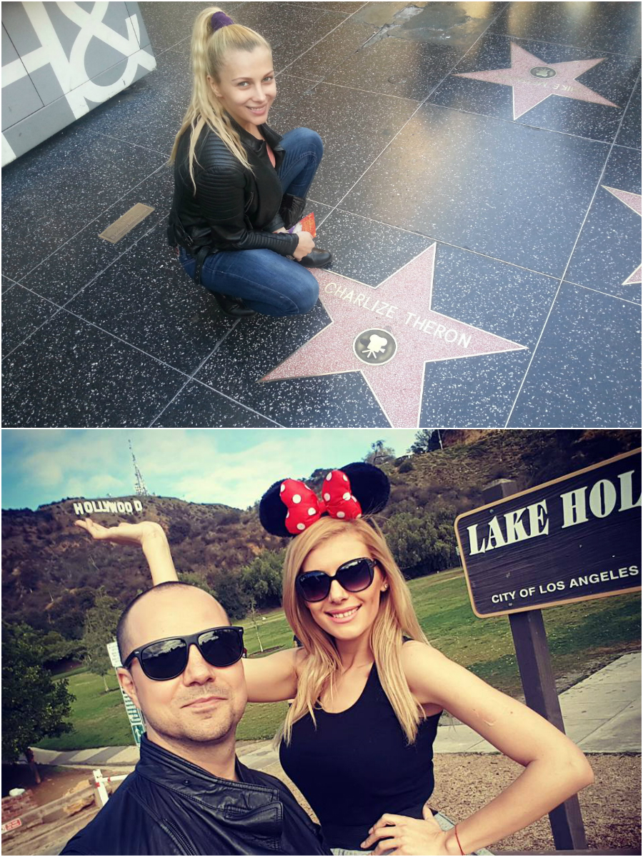 Lora (foto sus) ajungea în 2013 alături de Dan Badea în Los Angeles, iar la sfârşitul anului trecut, actorul de stand-up comedy o ducea acolo şi pe Mădălina