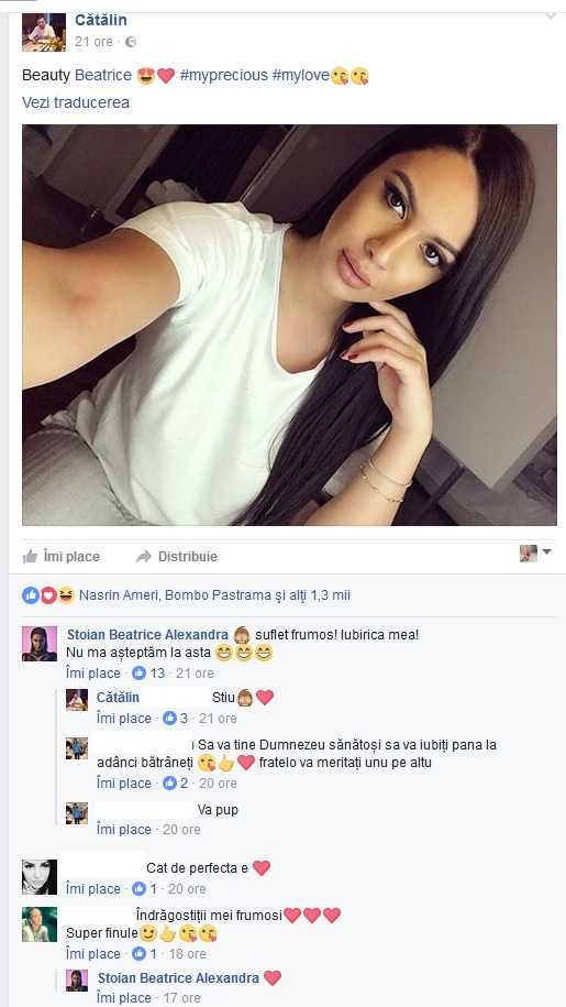 Betty Salam, copleşită cu gesturi de iubire de Cătălin