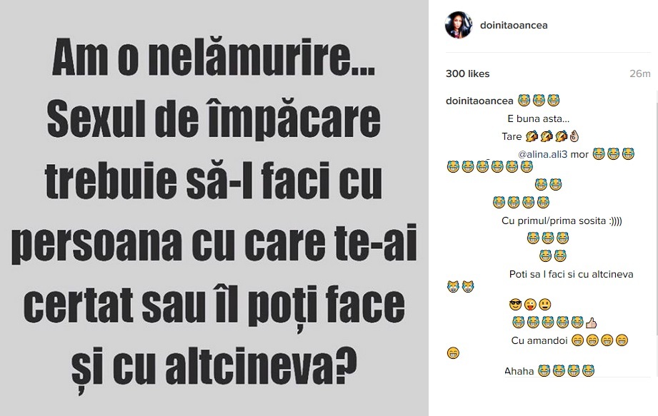 Doiniţa Oancea şi-a amuzat teribil prietenii cu dilemele ei