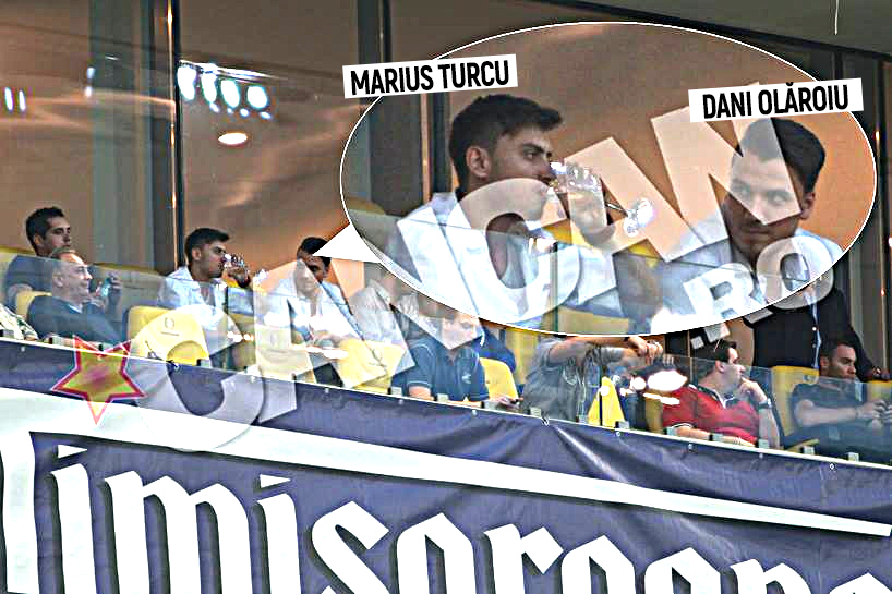 Marius Turcu bea vin în lojă în compania 