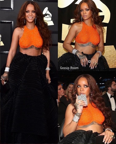Rihanna a făcut senzaţie cu ţinuta aleasă pentru premiile Grammy