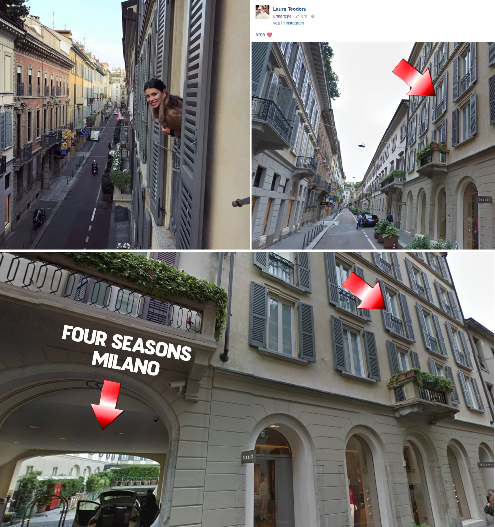 Stelu a fotografiat-o pe Laura Teodoru în hotelul Four Seasons din Milano, acolo unde s-au cazat cei doi în timpul mini-vacanţei de Dragobete