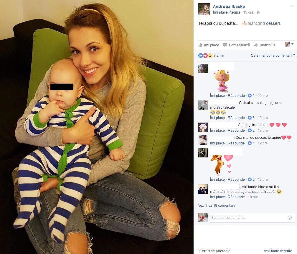 Andreea, soţia lui Cabral, exersează de zor rolul de mămică