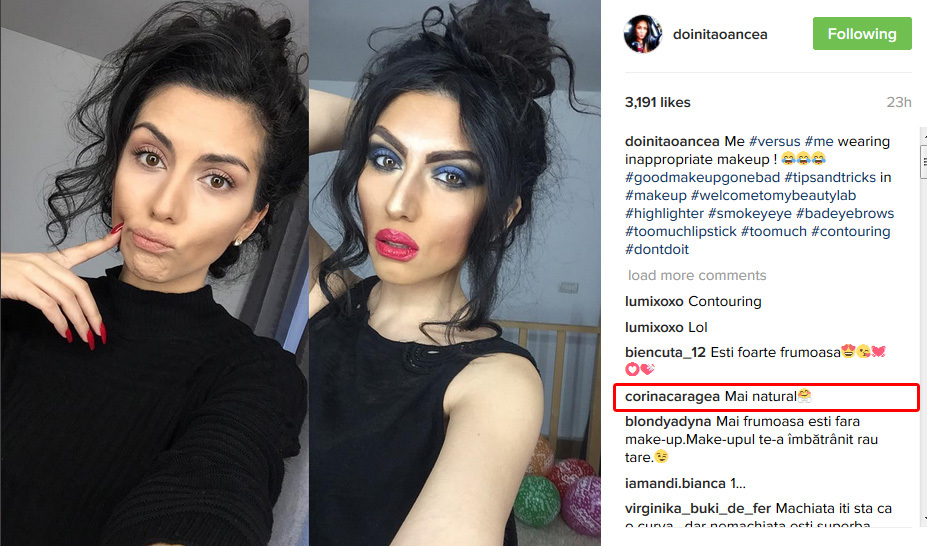 Doiniţa Oancea le-a arătat fanilor un exemplu de machiaj nereuşit.