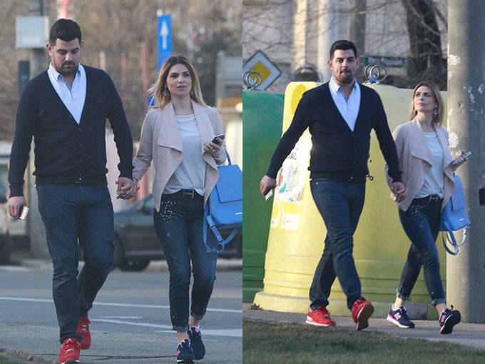 Ellie White şi Doru Tincă s-au plimbat pe o stradă din Capitală.