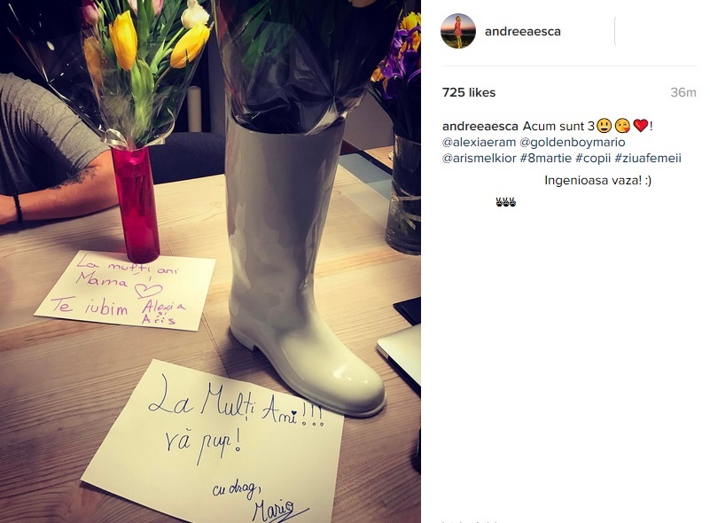 Andreea Esca a primit flori şi felicitare de la iubitul fiicei sale