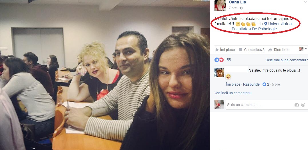 Oana Lis s-a înscris la facultatea de Psihologie