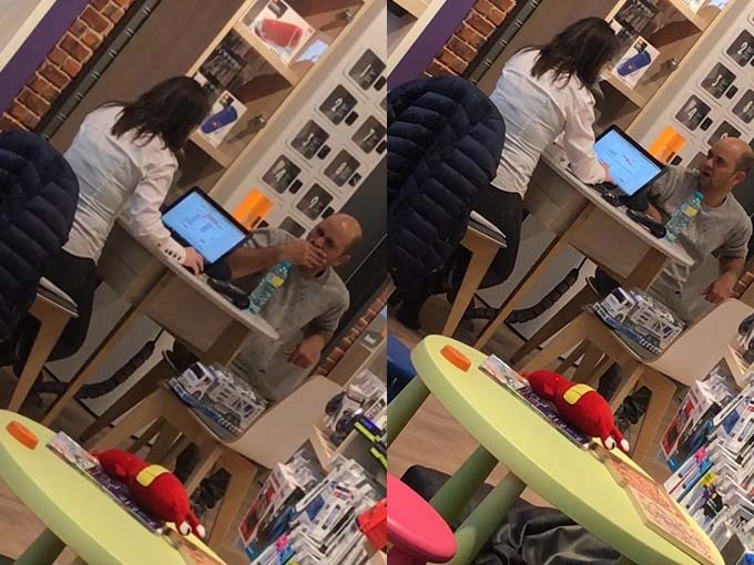 Cosmin Seleşi s-a plictisit în timpul discuţiei cu vânzătoarea.