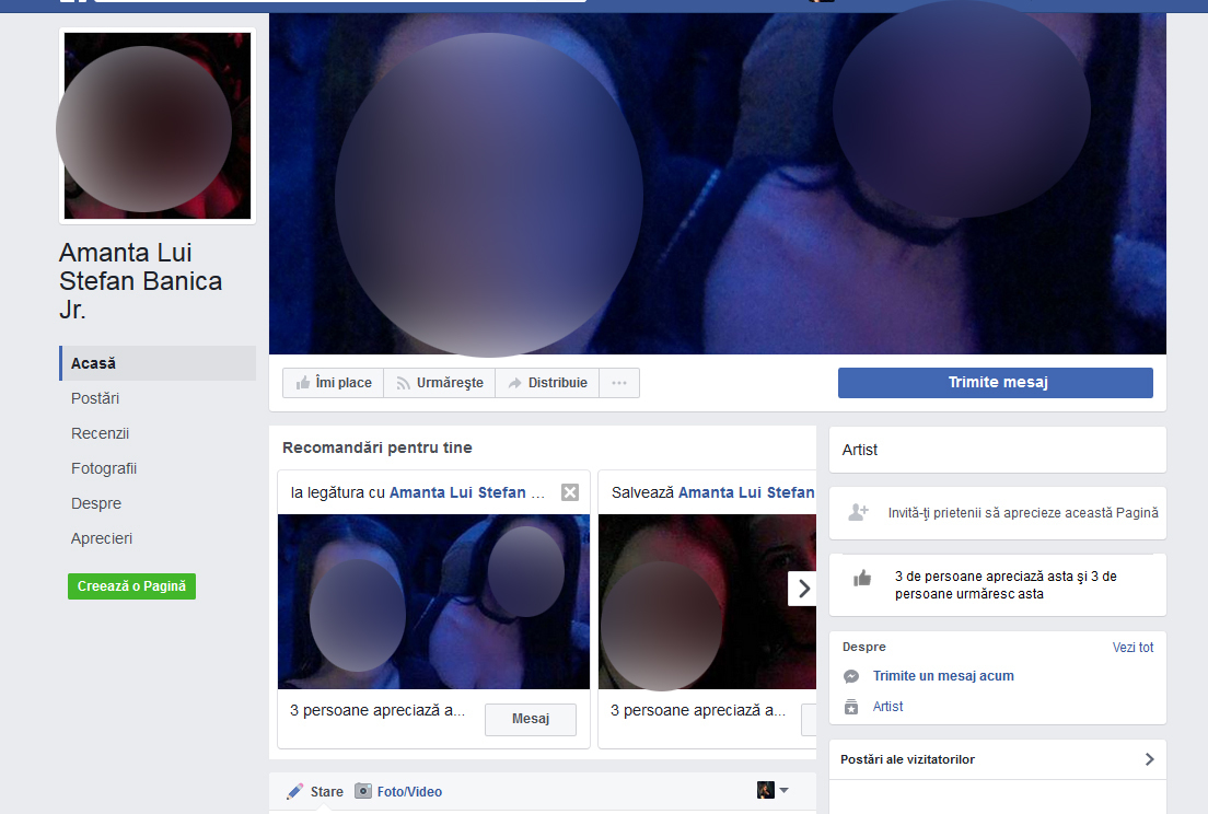 Pe Internet există o pagină de Facebook ''Amanta lui Ştefan Bănică Jr.''