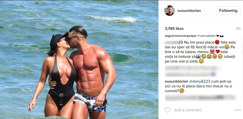 Dorian Popa şi-a apărat iubita în faţa unei fane care a criticat-o din gelozie.