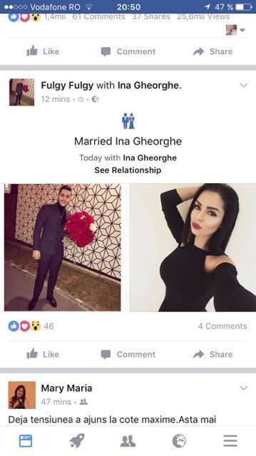 Conform paginii personale de Facebook, Fulgy este un bărbat însurat