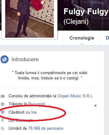 Fulgy a anunţat că s-a căsătorit cu Ina, bruneta care în urmă cu câteva luni susţinea că acesta o şantajează din cauză că s-a despărţit de el