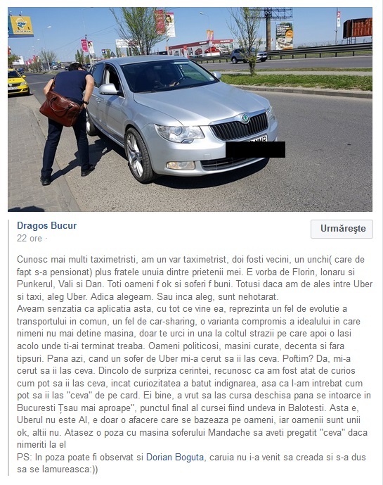 Dragos Bucur a avut parte de un incident surprinzător cu un şofer UBER