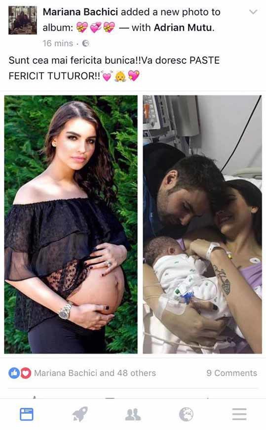 Mariana Bachici e foarte fericită că a devenit bunică