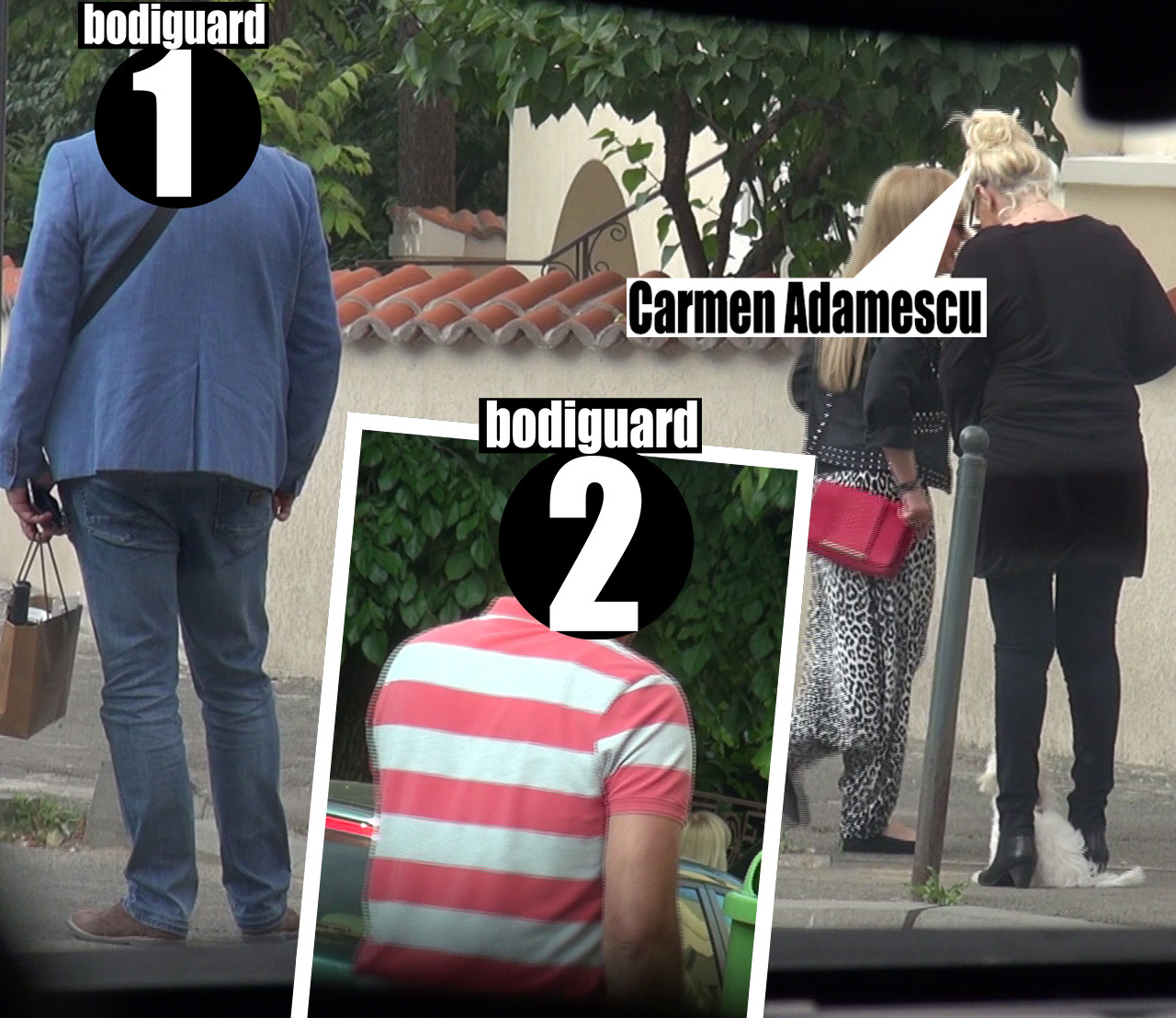 Carmen Adamescu a avut în preajma sa doi bodyguarzi, câtă vreme s-a plimbat alături de amica sa
