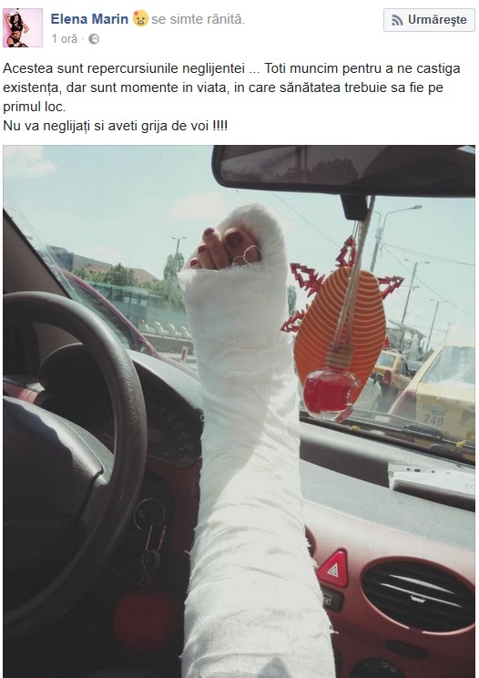 Elena Marin, cu piciorul în gips