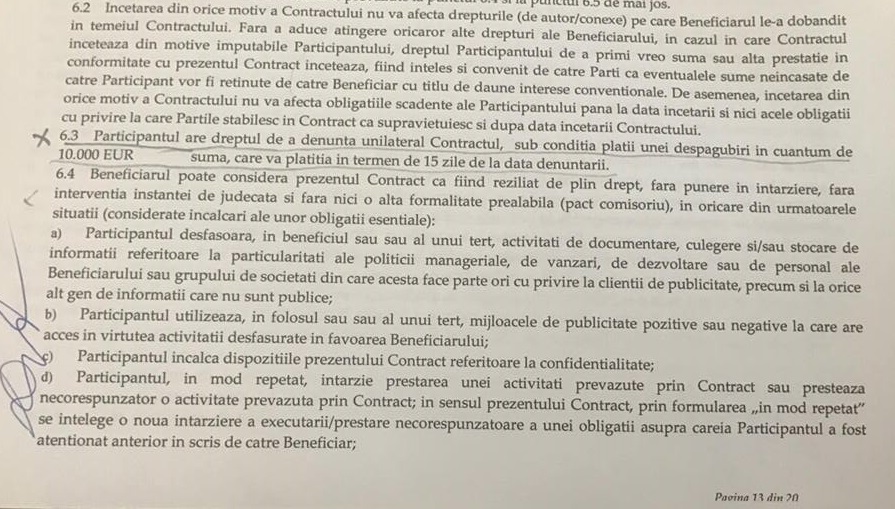 Extras din contractul încheiat între Bianca de la ”Insula iubirii” şi Antena 1