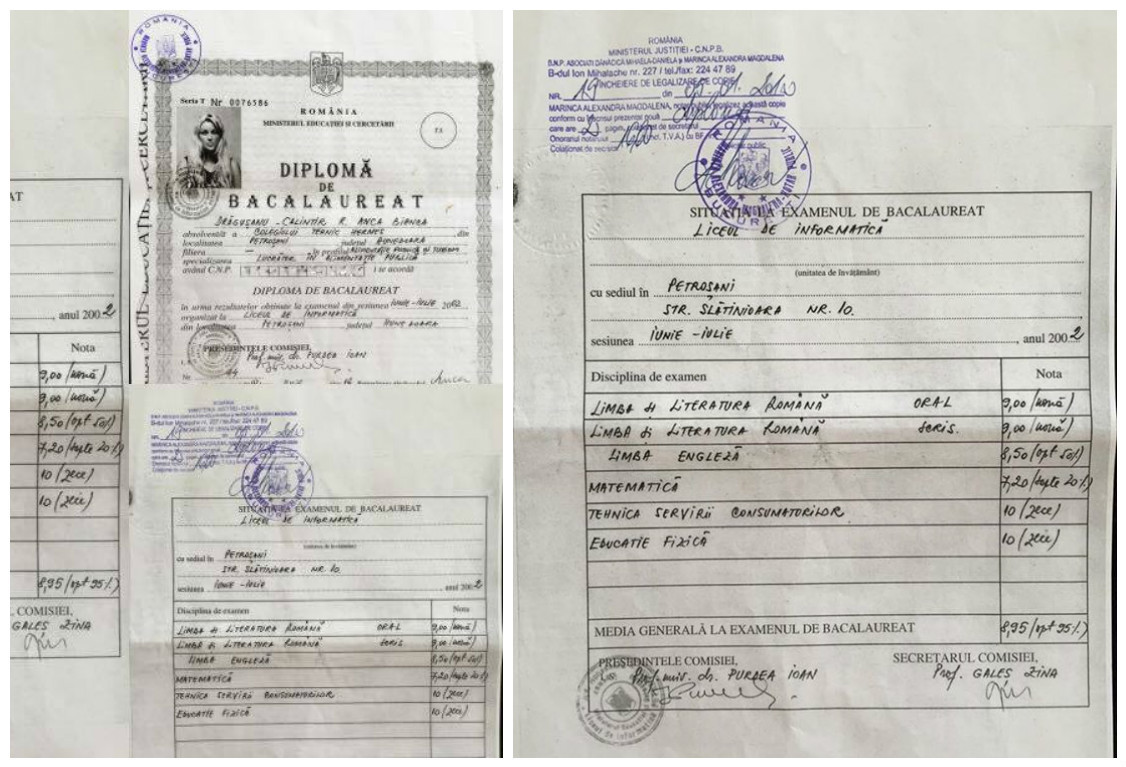 Bianca Drăguşanu a promovat Bacalaureatul cu note foarte bune.