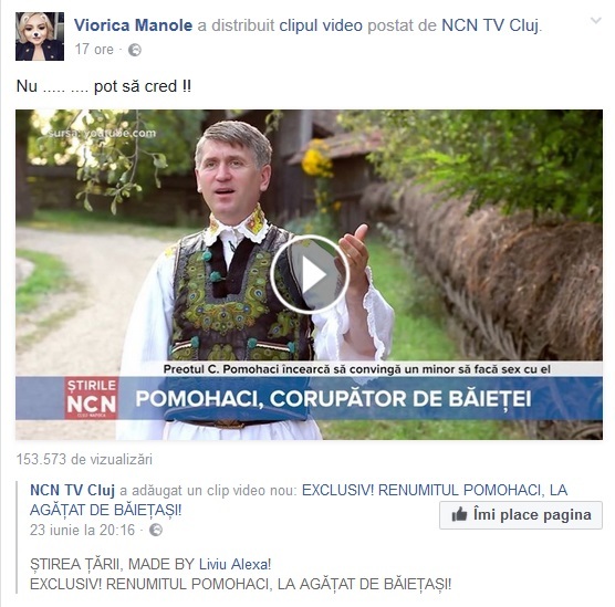 Viorica de la Clejani, şocată de acuzaţiile care i se aduc preotului Cristian Pomohaci