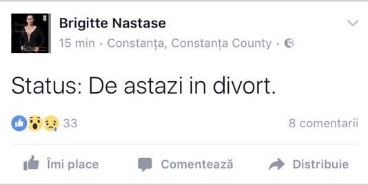 După ce a făcut anunţul, au apărut imediat reacţiile, însă bruneta s-a decis să şteargă tot după doar câteva minute