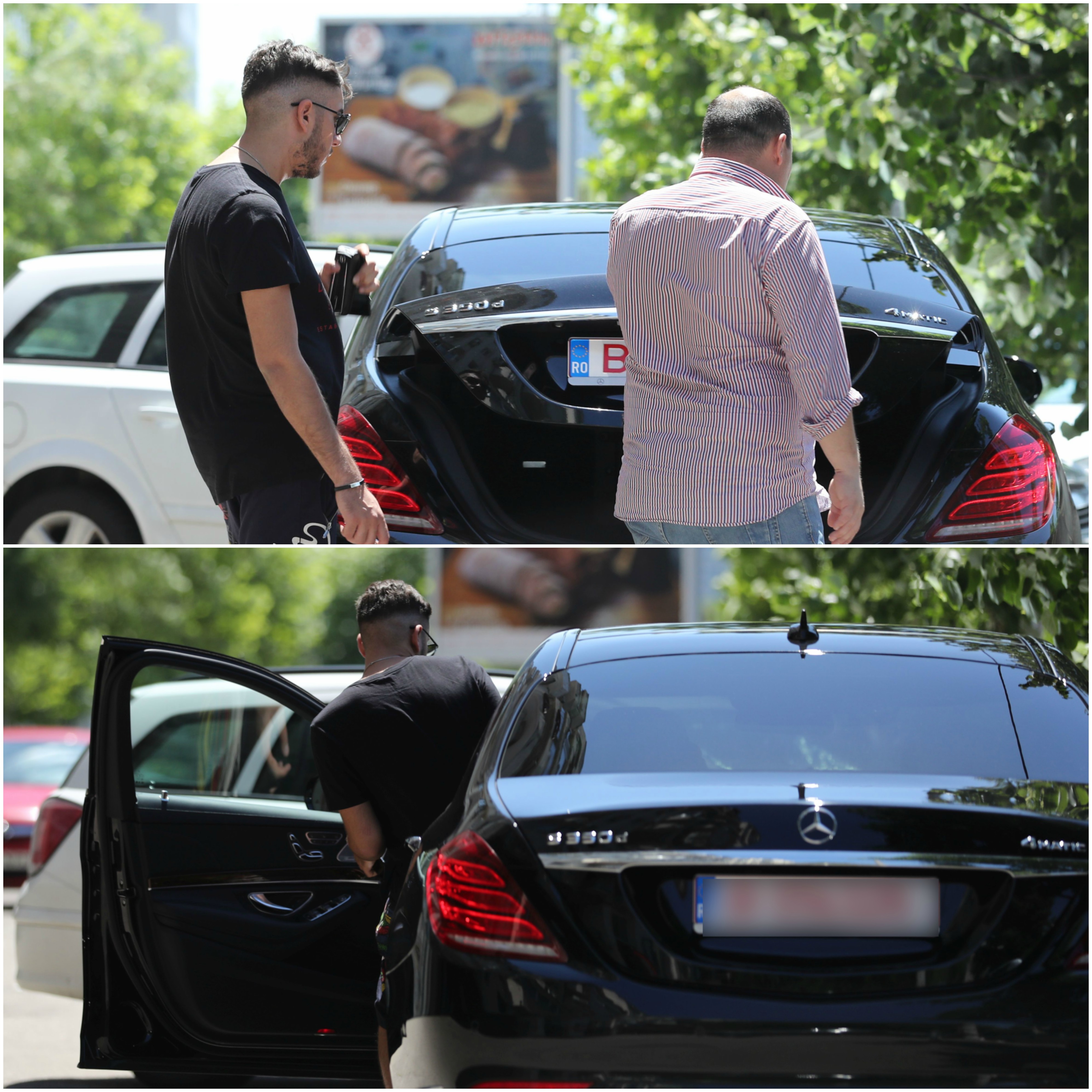 După ce a studiat cu o foarte mare atenţie Mercedesul în valoare de 100.000 de euro, Fulgy a plecat la volanul superbului automobil.