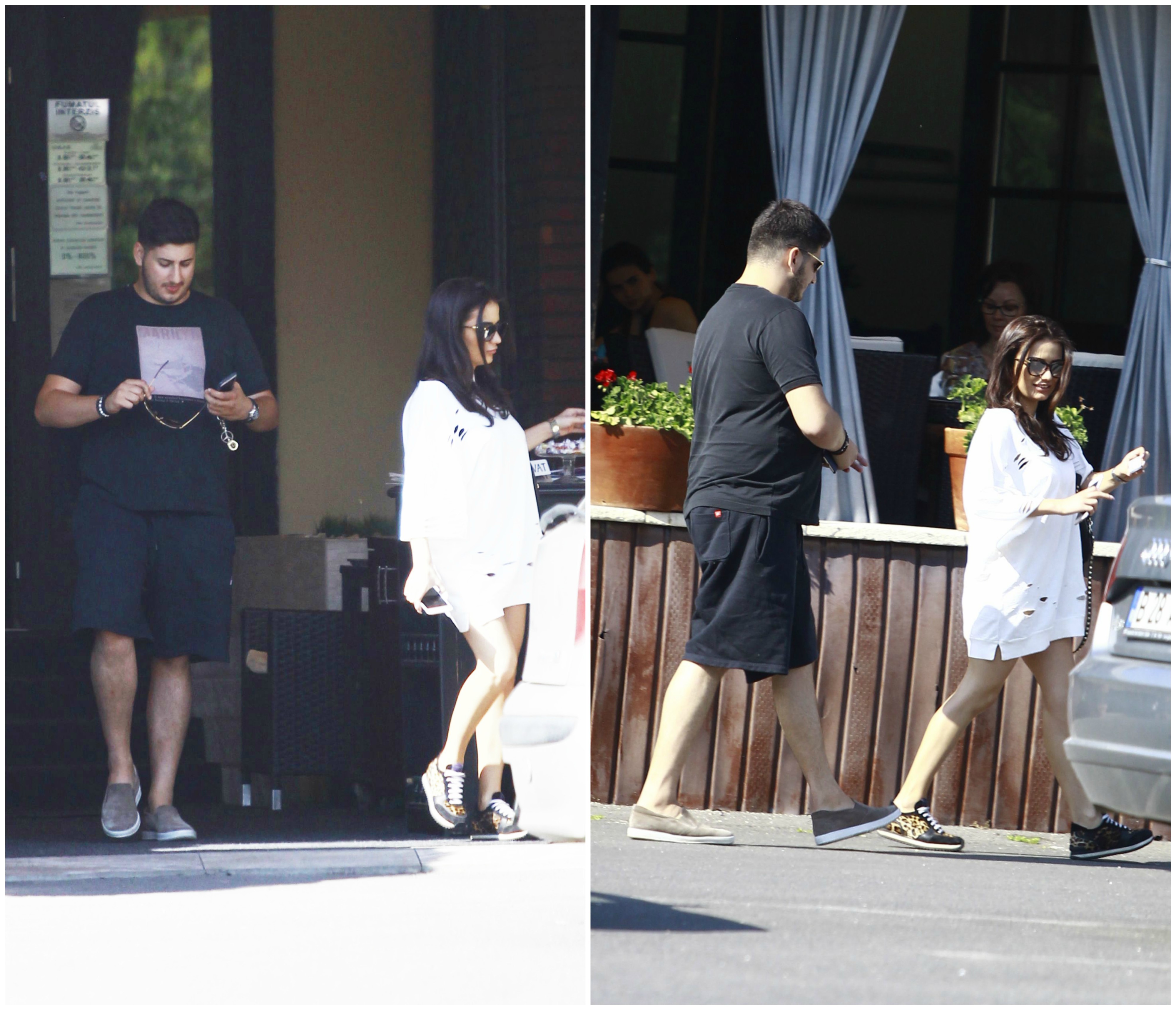 După ce Gabi Oprea Jr. şi noua lui cucerire au părăsit localul, s-au dus împreună spre maşina fiului fostului vicepremier