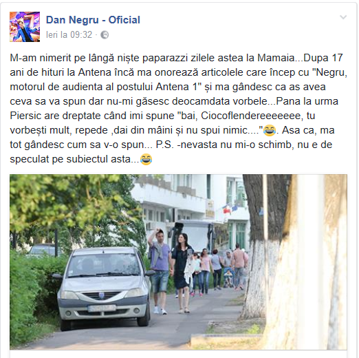 Dan Negru, reacţie surprinzătoare după ce a fost prins de paparazzii cu soţia