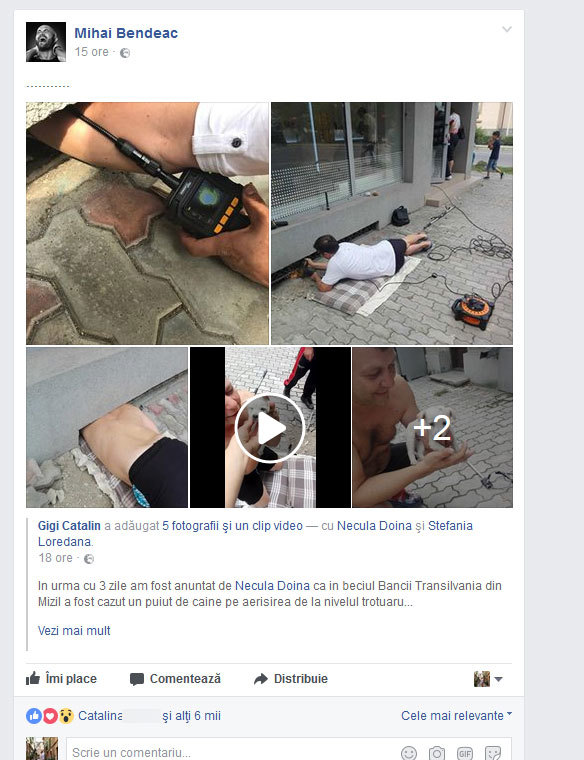 Mihai Bendeac a distribuit postarea pe contul personal de Facebook