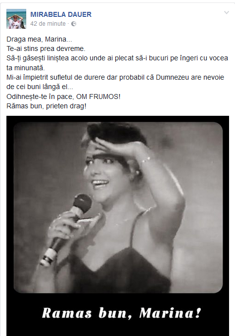 Mirabela Dauer, cu sufletul sfâşiat de durere din cauza morţii Marinei Scupra