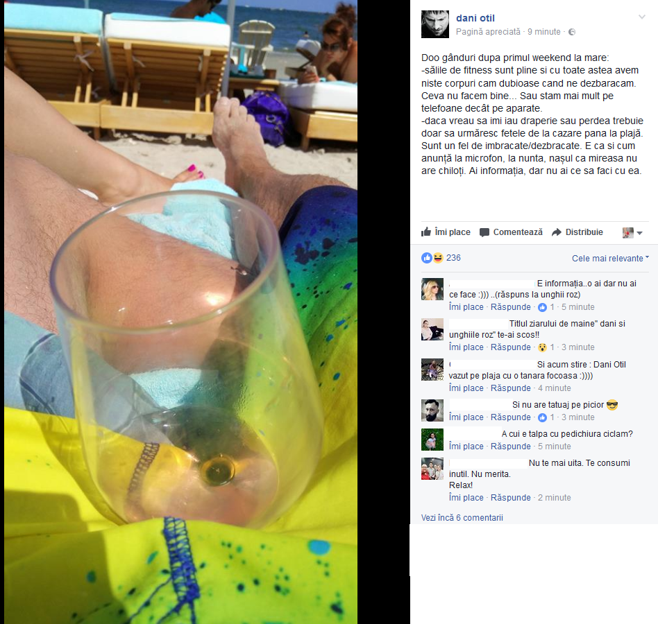 Dani Oţil, vedere de la mare