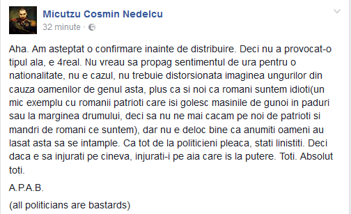 Micutzu, mesaj dur despre incidentul din Odorheiul Secuiesc unde un român a fost refuzat de o vânzătoare pentru că nu vorbea ungureşte