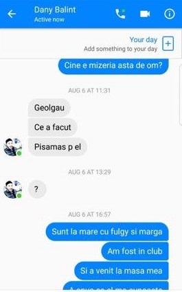 Conversaţie între Ina, fosta logodnică a lui Fulgy, şi Dany Balint, fiul lui Sile Cămătaru