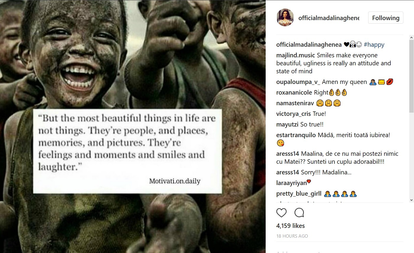 Ultimele două postări ale Mădălinei Ghenea dau de înţeles că s-ar fi împăcat cu Matei Stratan