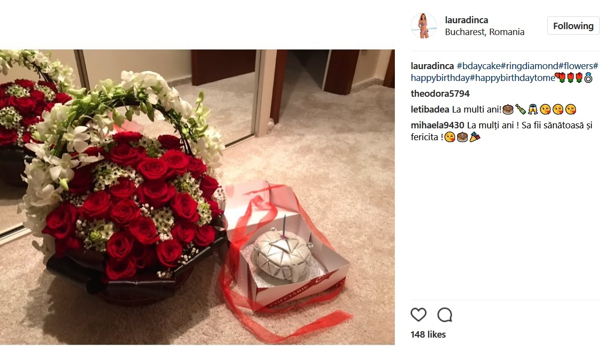 Laura Dincă a dat de înţeles că ar fi primit un inel de logodnă chiar de ziua ei de naştere