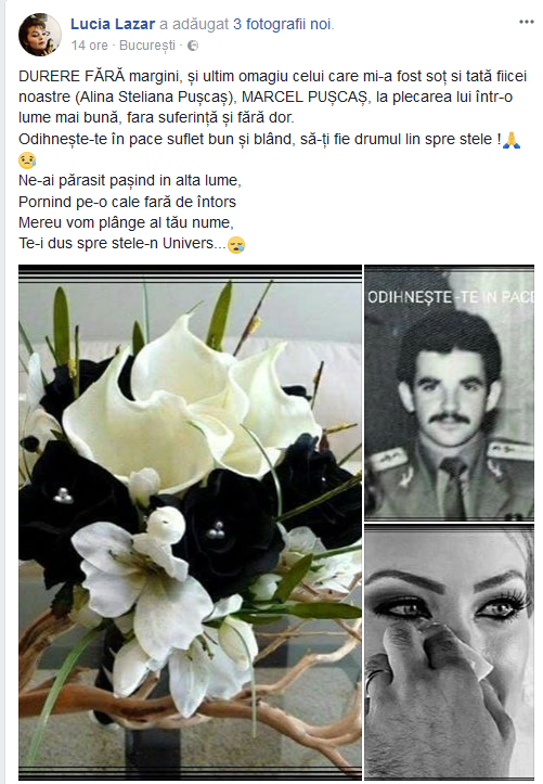Lucia Lazăr, mesaj sfâşietor pentru fostul soţ decedat