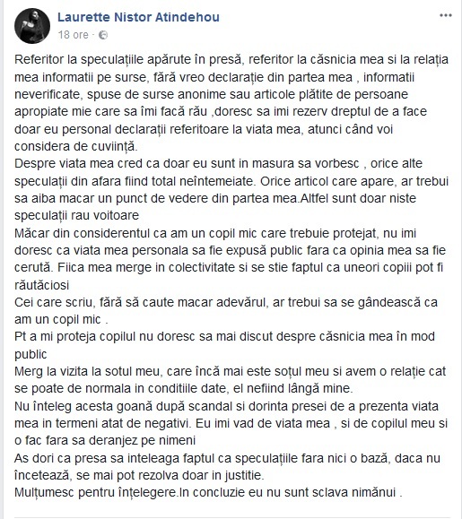 Laurette, primele declaratii despre divortul de Ciprian Nistor