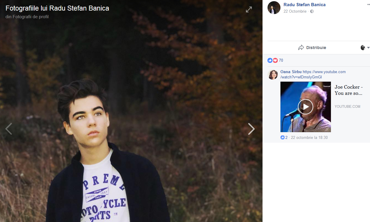 Oana Sârbu i-a lăsat un comentariu fiului lui Ştefan Bănică.