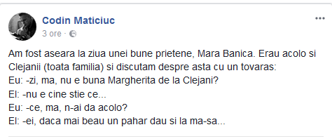 Codin Maticiuc, mesaj despre Margherita de la Clejani