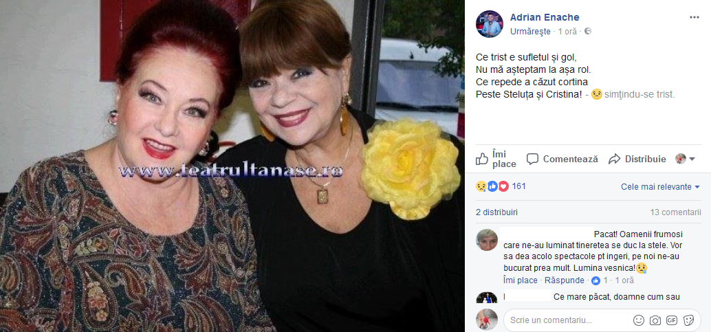 Adrian Enache, poezie pentru Stela Popescu şi Cristina Stamate