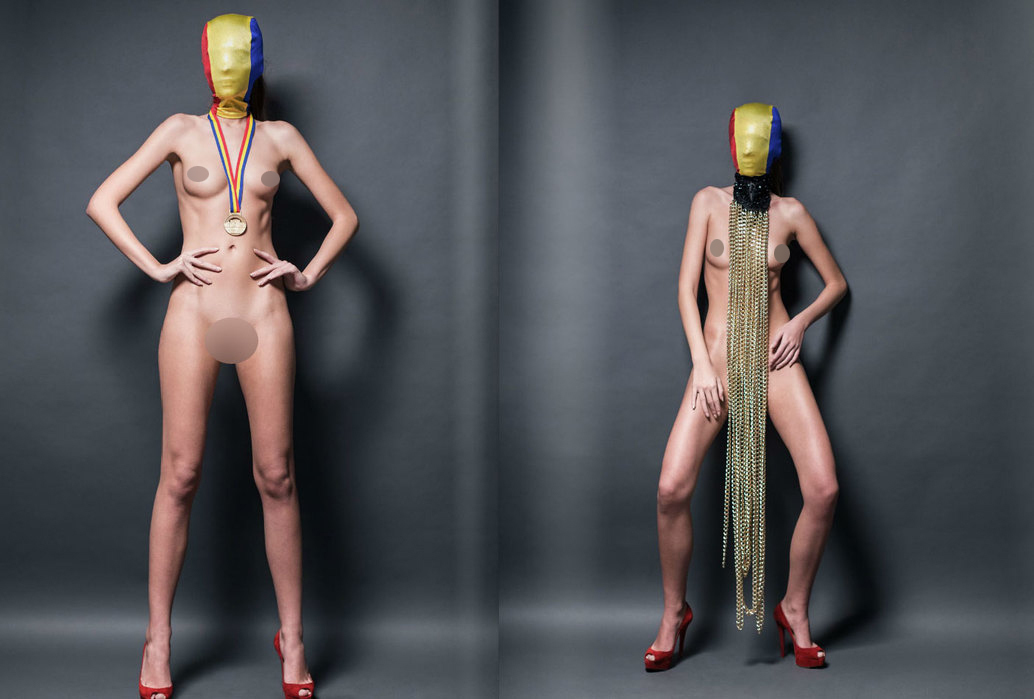 Ramona Popescu a pozat goală, în steagul României.