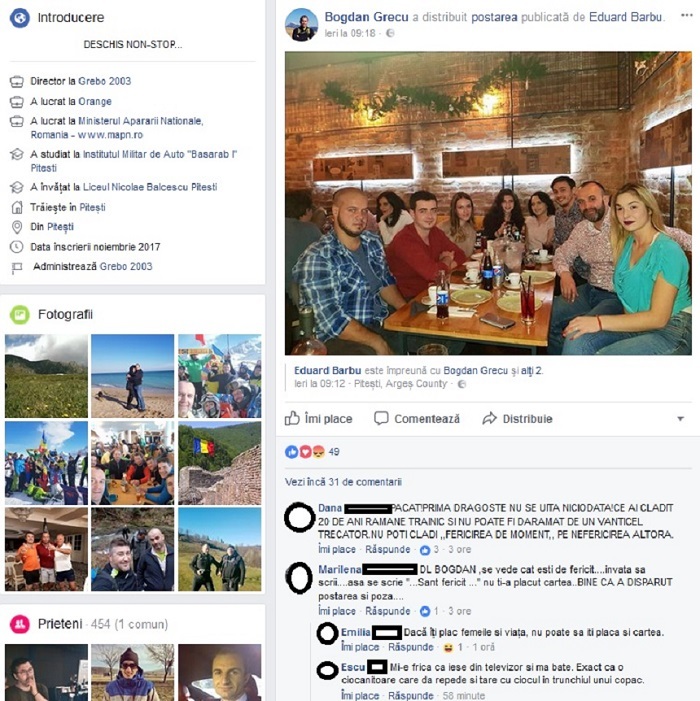 Ioana Toma şi Bogdan Grecu şi-au făcut recent declaraţii de iubire în public, dar apoi bruneta şi-a şters contul de Facebook. Sursa foto: Facebook
