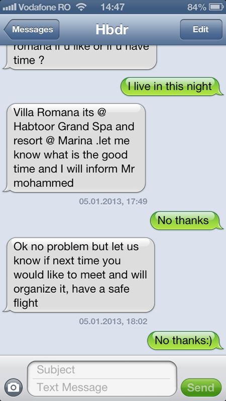 In momentul in care a auzit ca seicul vrea sa o vada, Bianca a refuzat respectuos, de trei ori