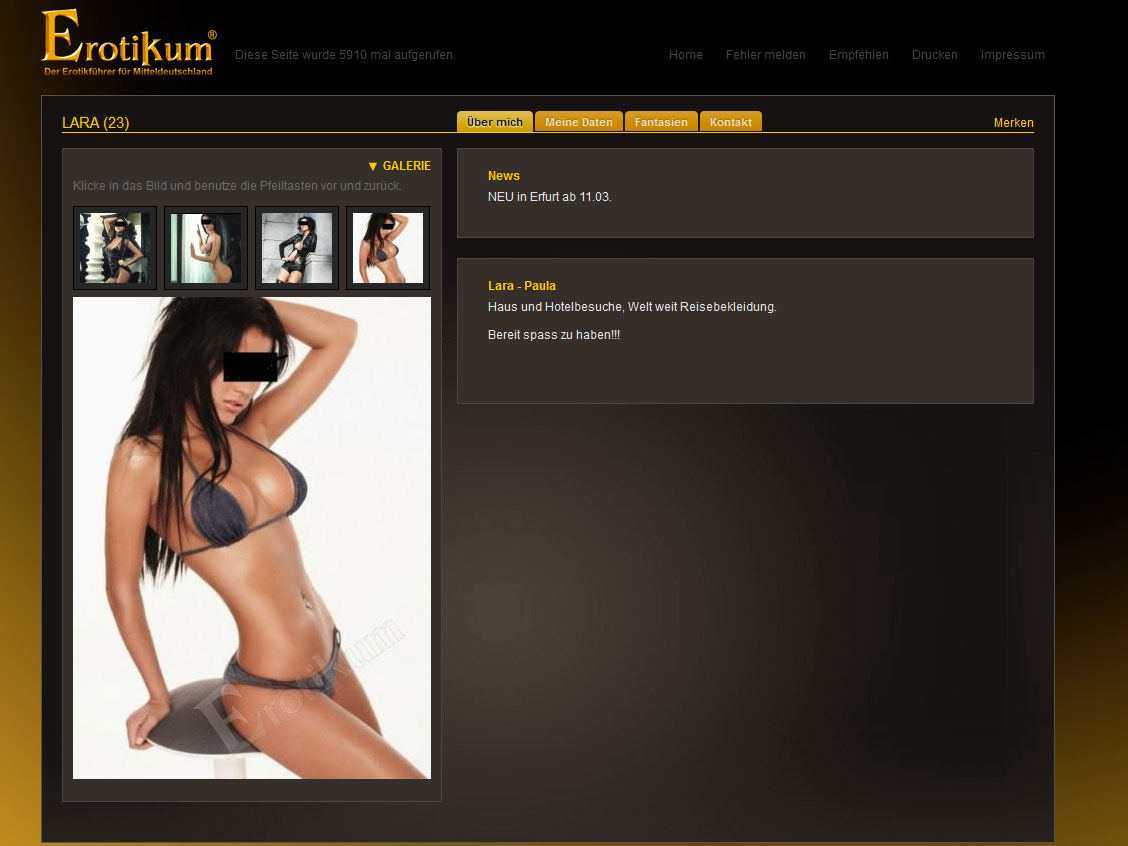 Pe site-ul erotic, Cruduta are fata acoperita cu o banda neagra