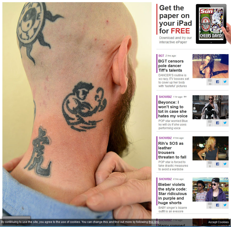 Barbatul nu este angajat de nicio compania din cauza tatuajelor