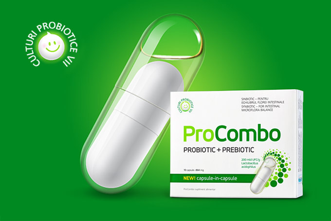 ProCombo este o combinaţie foarte eficientă de prebiotic şi probiotic, fabricat în SUA