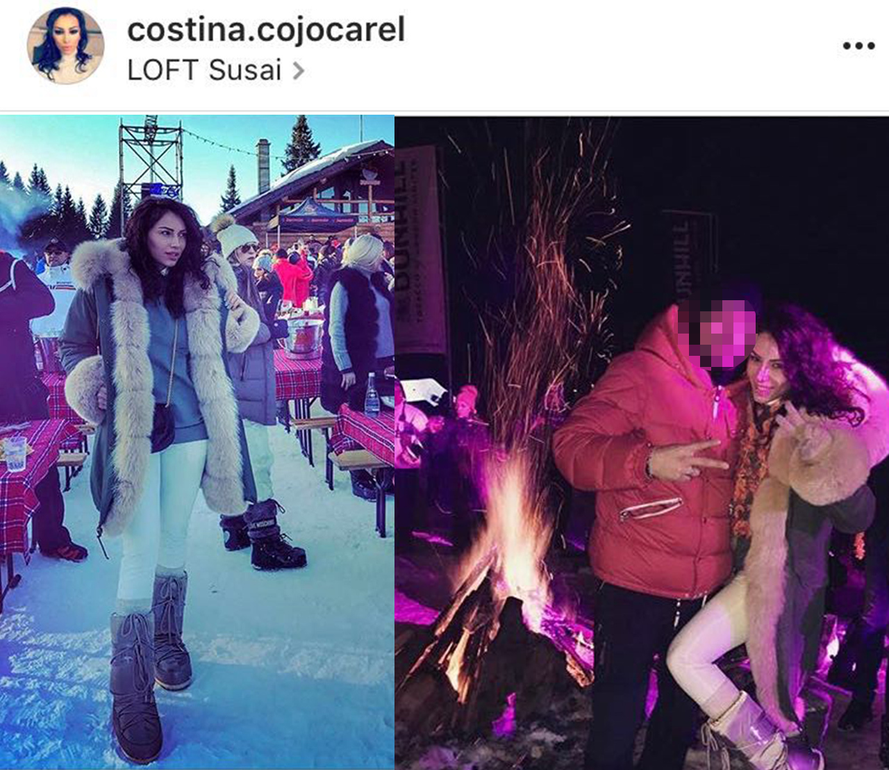 Prietena Ioanei, Costina Cojocărel, n-a avut nicio problemă să pună imagini pe Facebook, de la LOFT-SUSAI, alături de ex-fotbalistul (în dreapta, jachetă roşie, pantaloni negri) care i-a ”ţinut de urât” de fapt doamnei Tamaş