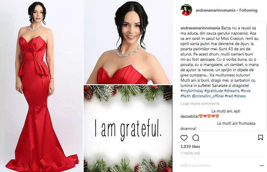 Andreea Marin împlineşte 43 de ani